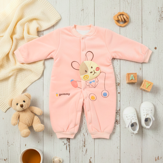 Pink Bunny Cotton Baby Romper | Soft Full-Sleeve Romper for Infants