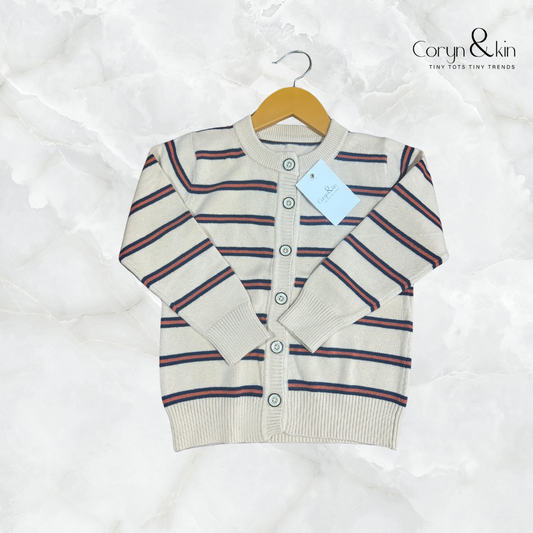Classic Striped Knit Cardigan – Timeless Elegance for Little Trendsetters