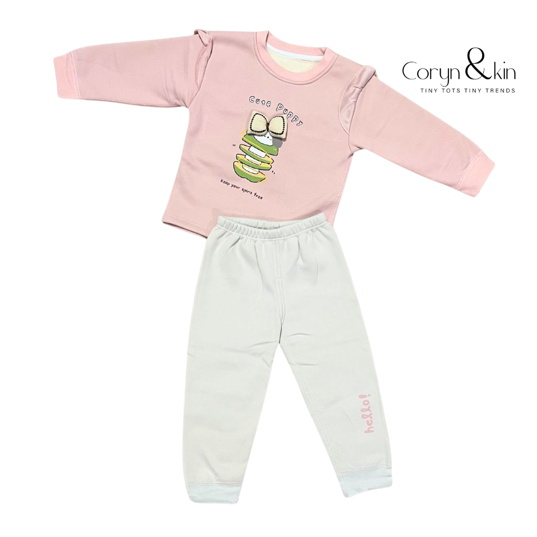 Core Puppy Pink & White Co-ord Set