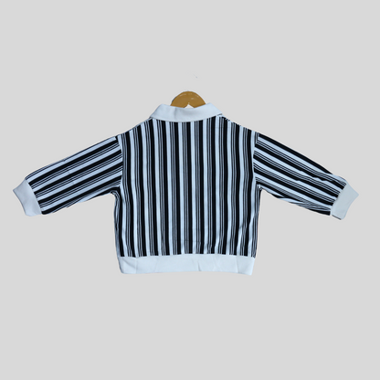 Striped Black and White Collared T-Shirt