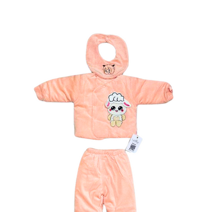 Snug Lamb 3-Piece Baby Winter Set – Peach.