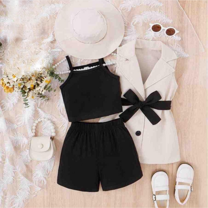 Chic Contrast Bow-Tie Blazer & Co-ord Set