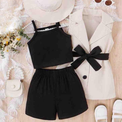 Chic Contrast Bow-Tie Blazer & Co-ord Set