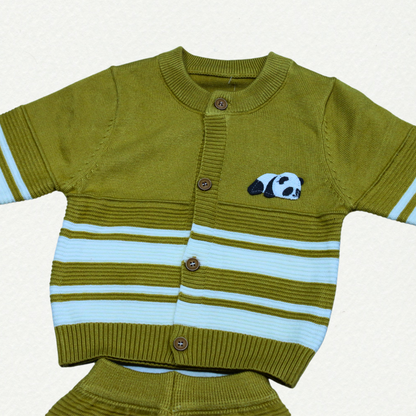 Cozy Panda Knitwear Set – Pale Yellow