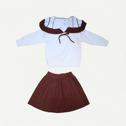 Classic Sailor Collar Sweater & Pleated Skirt Set