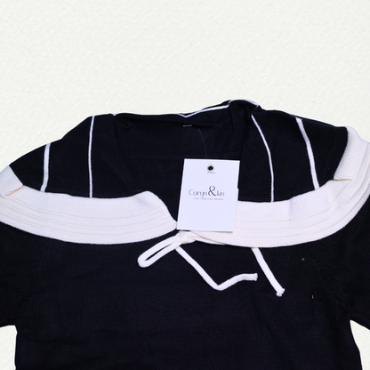 Black Sailor Collar Sweater & Pleated Skirt Set