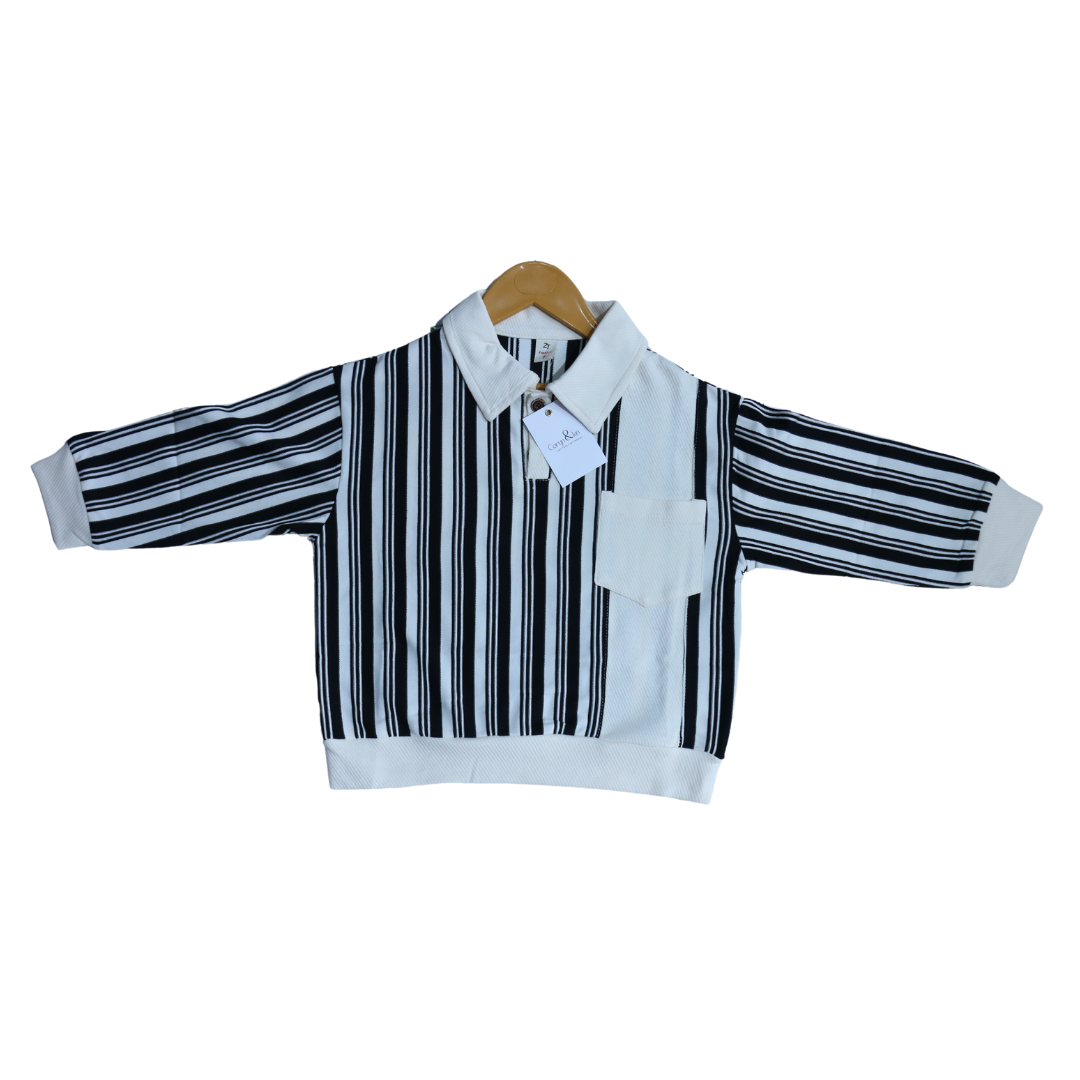 Classic Striped Pocket T-Shirt – White & Black