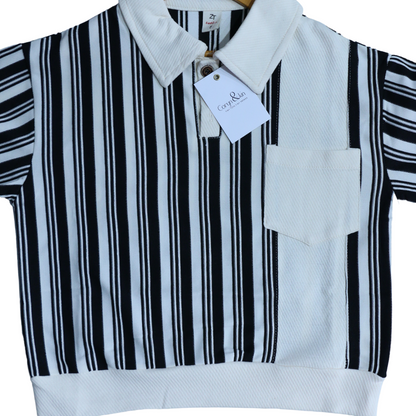 Classic Striped Pocket T-Shirt – White & Black