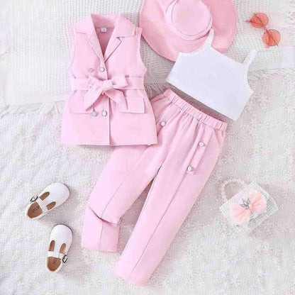 3-Piece Girls Coord Set – Pink Elegance (3–7 Years)