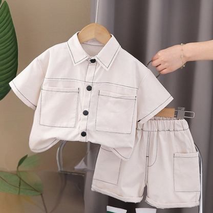 Classic Off-White Shirt & Shorts Set