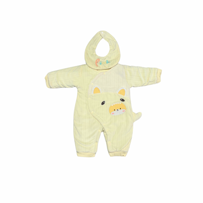 Soft Dino Delight Baby Romper with Matching Bib – Cozy & Cute