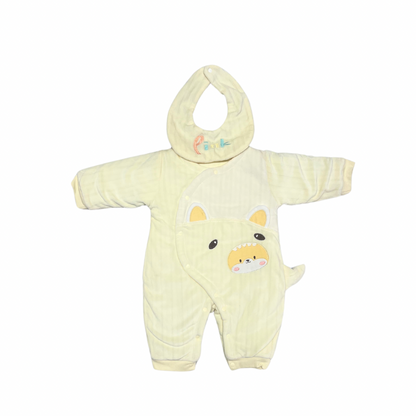 Soft Dino Delight Baby Romper with Matching Bib – Cozy & Cute