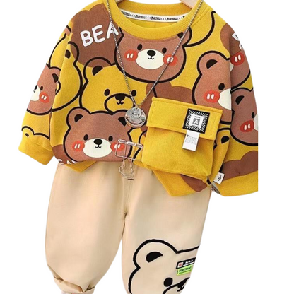 Cozy Bear Printed Sweatshirt & Pants Set