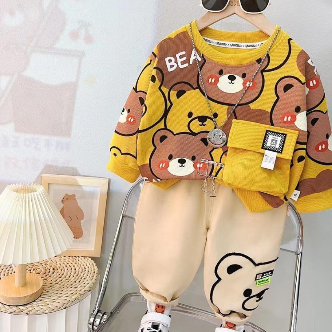 Cozy Bear Printed Sweatshirt & Pants Set