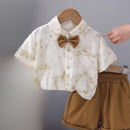 Classic Bow-Tie Shirt & Shorts Set