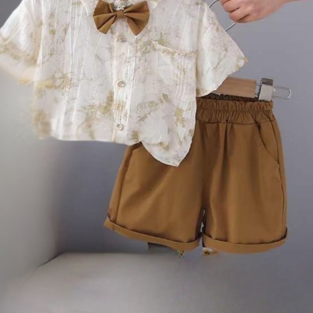 Classic Bow-Tie Shirt & Shorts Set