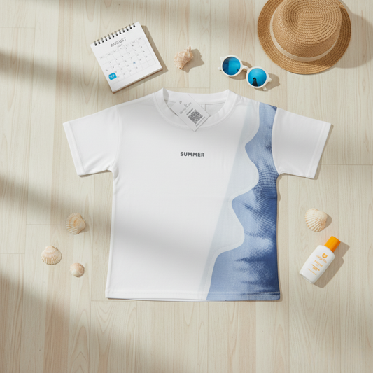Summer Breeze T-Shirt - White and Blue
