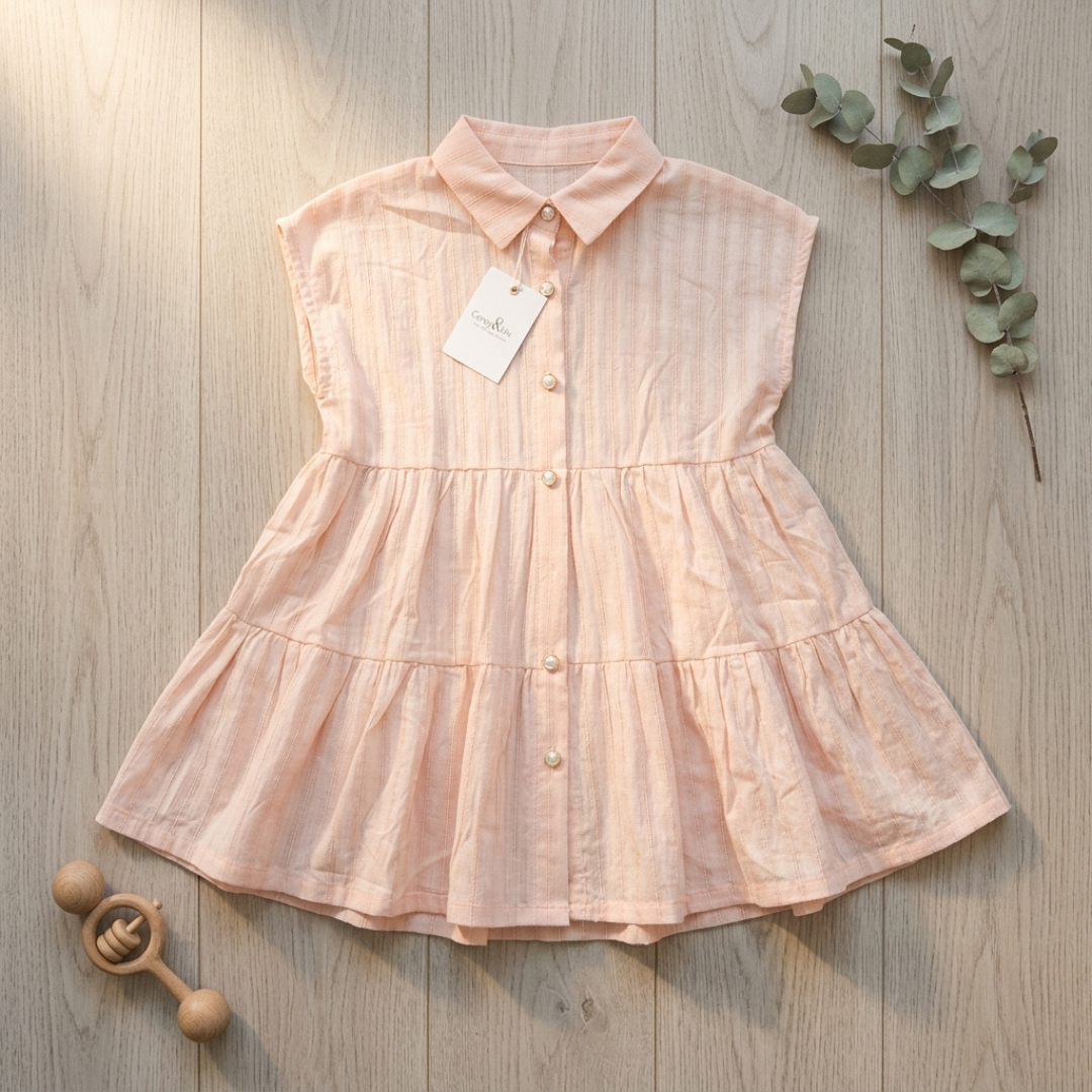 Blush Pink Tiered Dress for Girls | Soft Cotton Summer Dress | Coryn & Kin