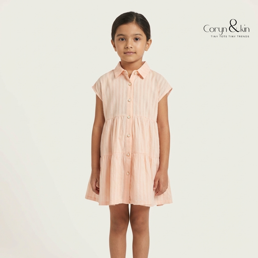 Blush Pink Tiered Dress for Girls | Soft Cotton Summer Dress | Coryn & Kin