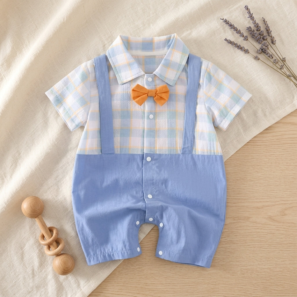Blue Suspender Baby Boy Set with Bow | Soft Cotton Outfit (0–3 Years) | Coryn & Kin