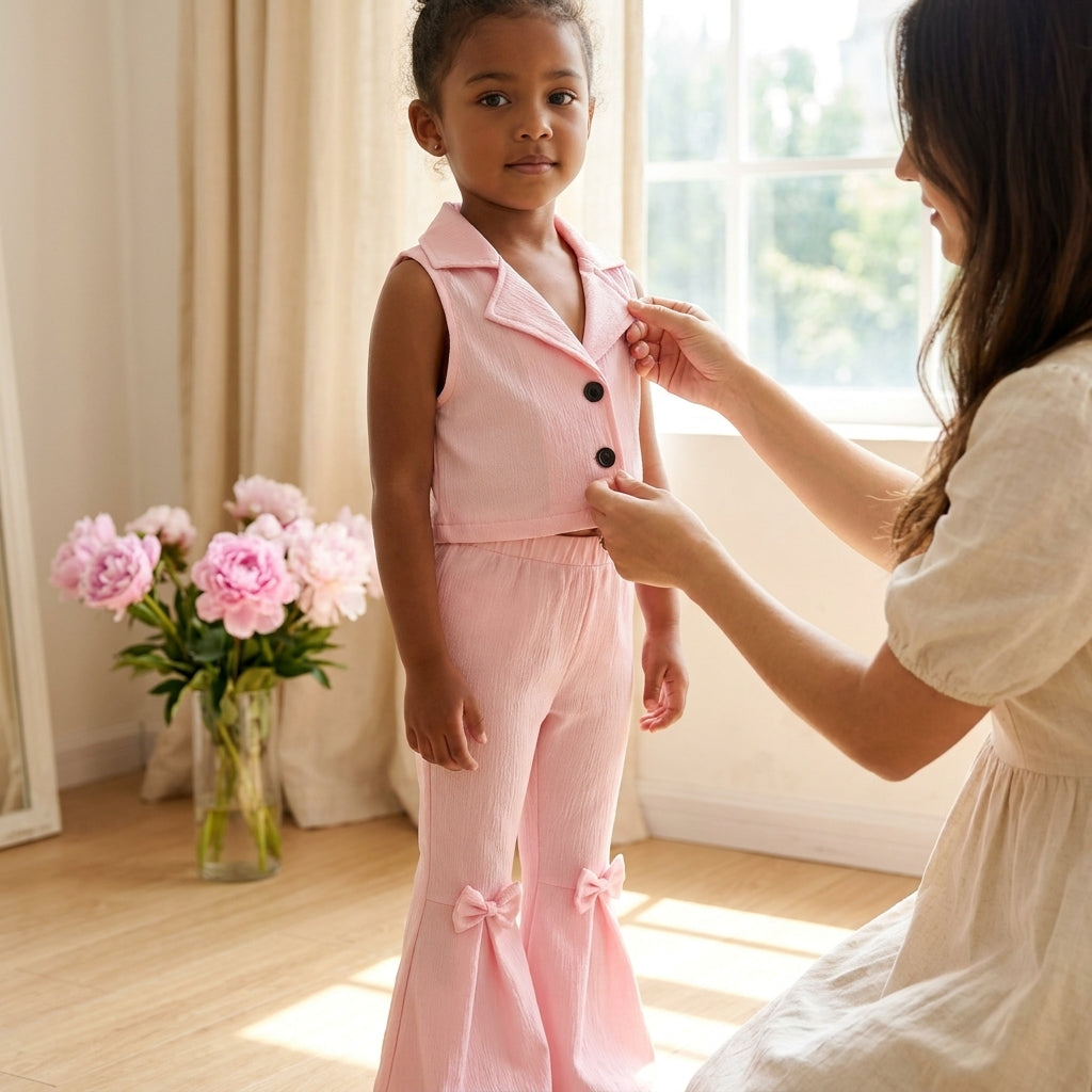 Pretty in Pink Bow-Accent Flared Co-ord Set