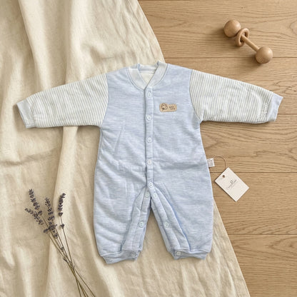 Soft Cotton Baby Romper – Button-Down (Sky Blue)