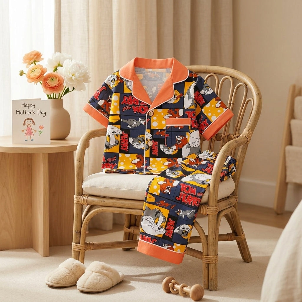 Tom & Jerry Boys Cotton Night Suit Set | Cartoon Print Kids Sleepwear (1–10 Years) | Coryn & Kin