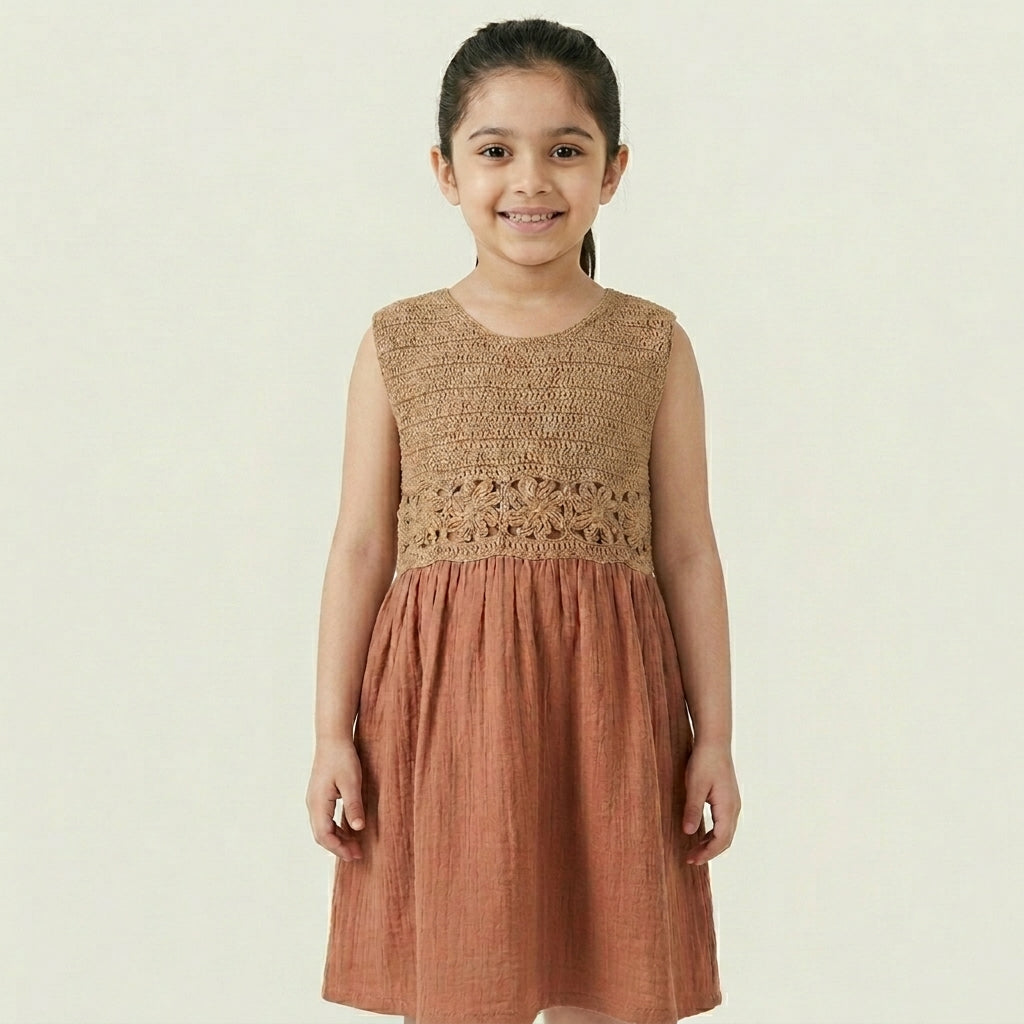 Girls Crochet Muslin Dress | Soft Cotton Boho Dress for Kids (1–7 Years) | Coryn & Kin