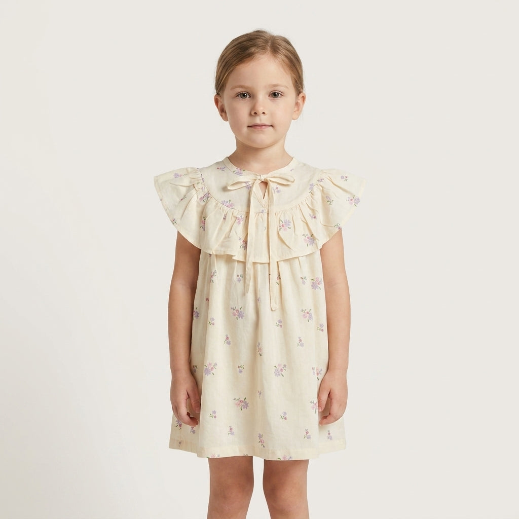 Girls Floral Frill Dress | Soft Cotton Summer Dress for Kids (1–5 Years) | Coryn & Kin