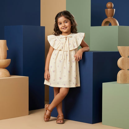 Girls Floral Frill Dress | Soft Cotton Summer Dress for Kids (1–5 Years) | Coryn & Kin