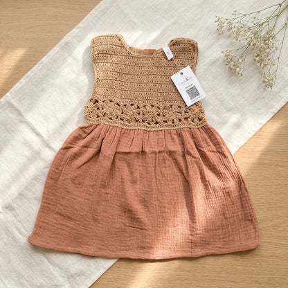 Girls Crochet Muslin Dress