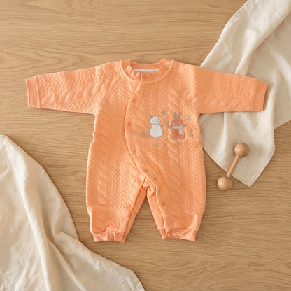 Baby Boys Orange Romper | Soft Full Sleeve Romper for Infants