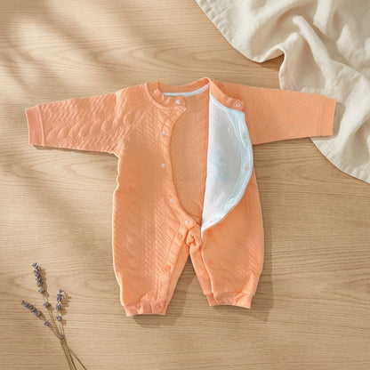 Baby Boys Orange Romper | Soft Full Sleeve Romper for Infants