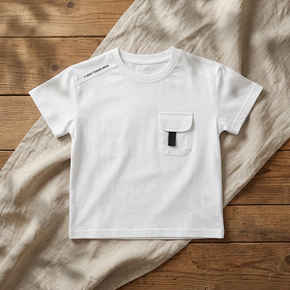 Boys White Cotton T-Shirt | Premium Half Sleeve Casual T-Shirt for Kids
