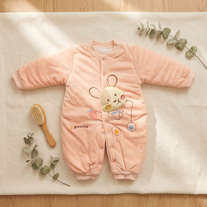 Pink Bunny Cotton Baby Romper | Soft Full-Sleeve Romper for Infants