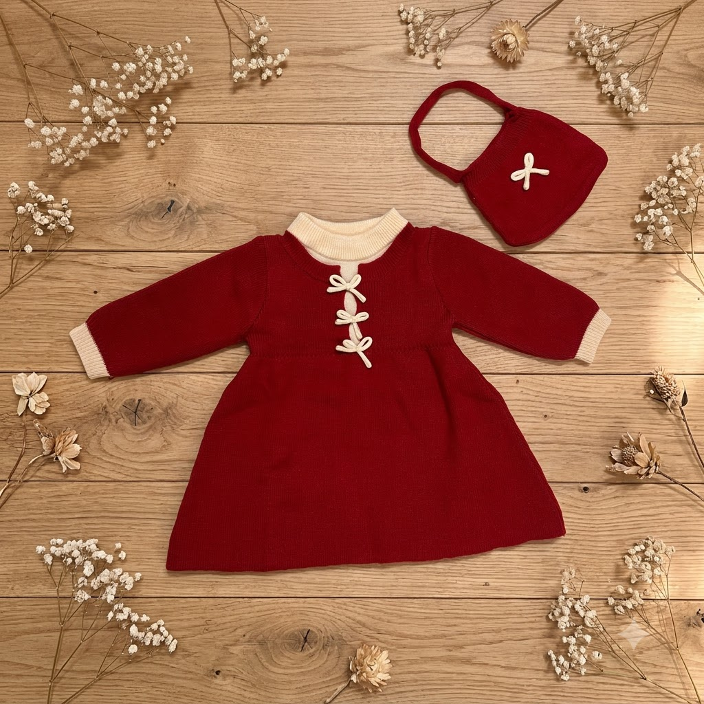 Girls Knit Dress with Matching Purse