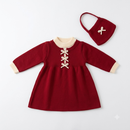 Girls Knit Dress with Matching Purse