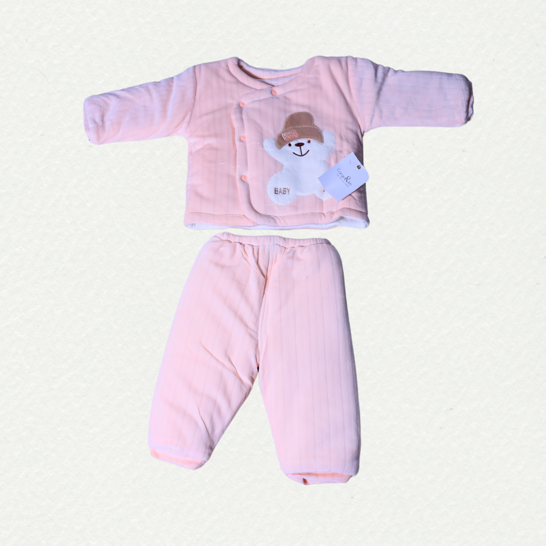 Baby Girl's Pink Teddy Winterwear Set