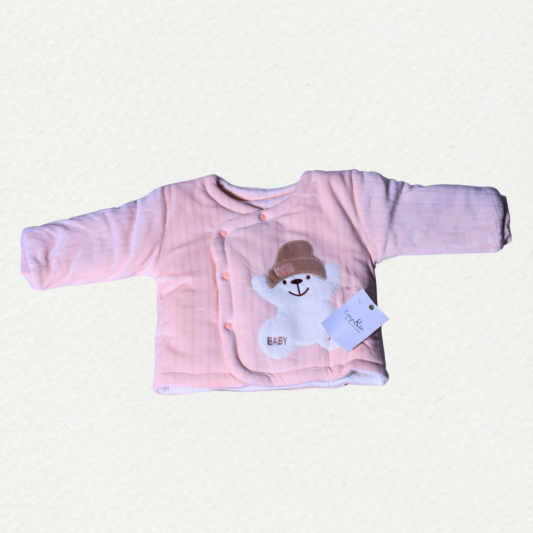 Baby Girl's Pink Teddy Winterwear Set